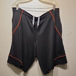 Foot Locker Stylish Black Gym Shorts w/ Orange Accents (Large)